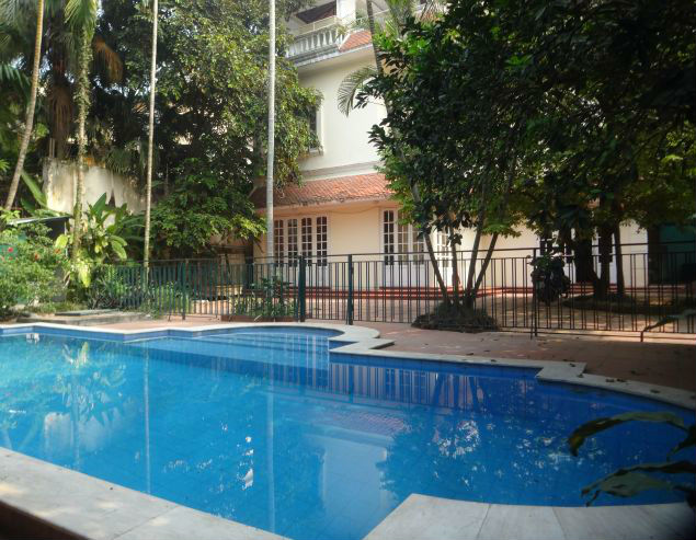Spacious and unfurnished villa with big outdoor swimming pool for rent in Tay Ho